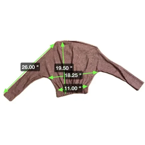 Peach Love California Sparkle Pink Mauve Ribbed Asymmetrical Top Women’s Size L - Picture 7 of 7